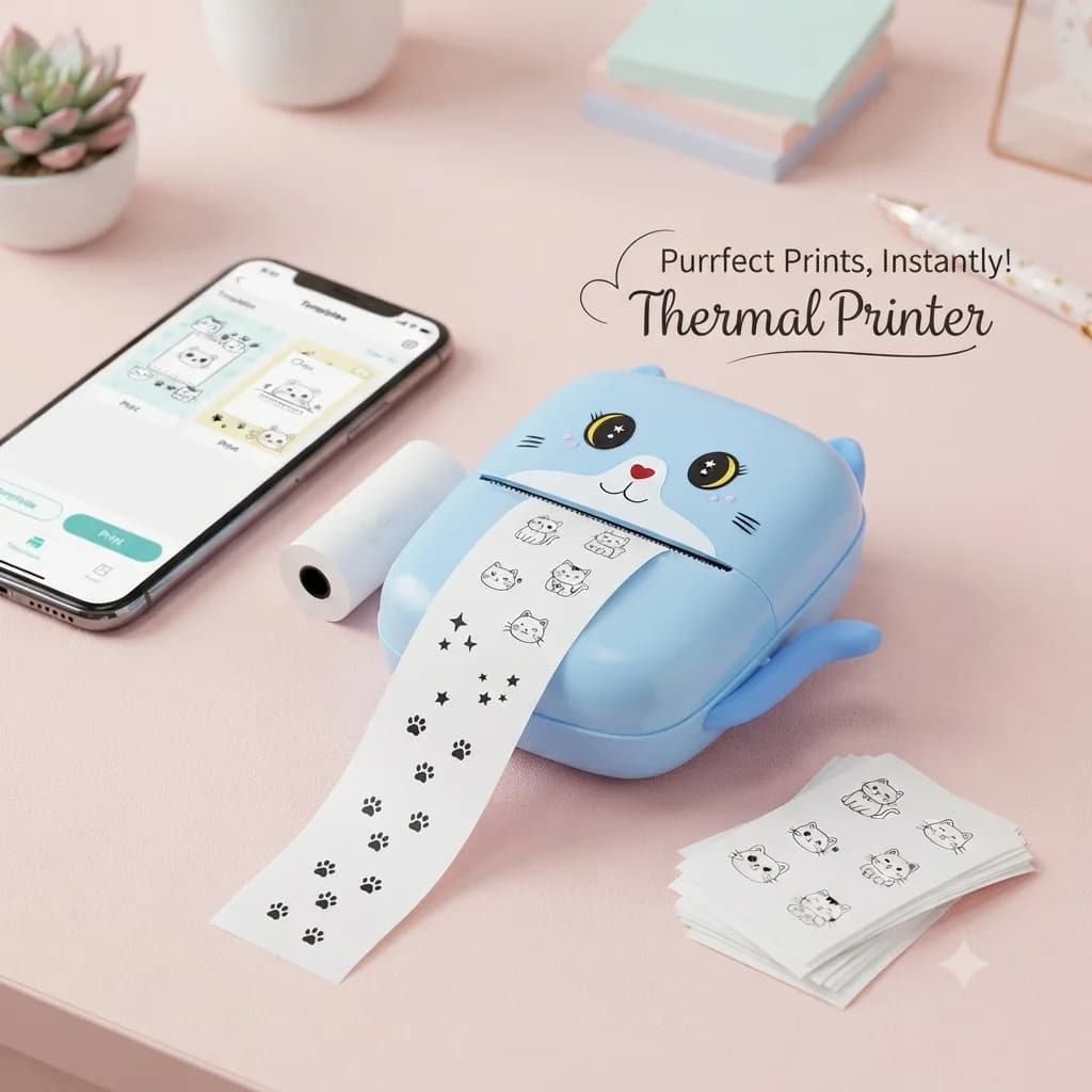 Kitty Mini Inkless Thermal printer with complete accessories
