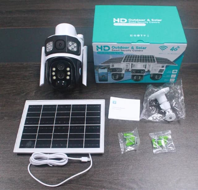 4G Solar HD Camera Dual Lens Triple view security camera
