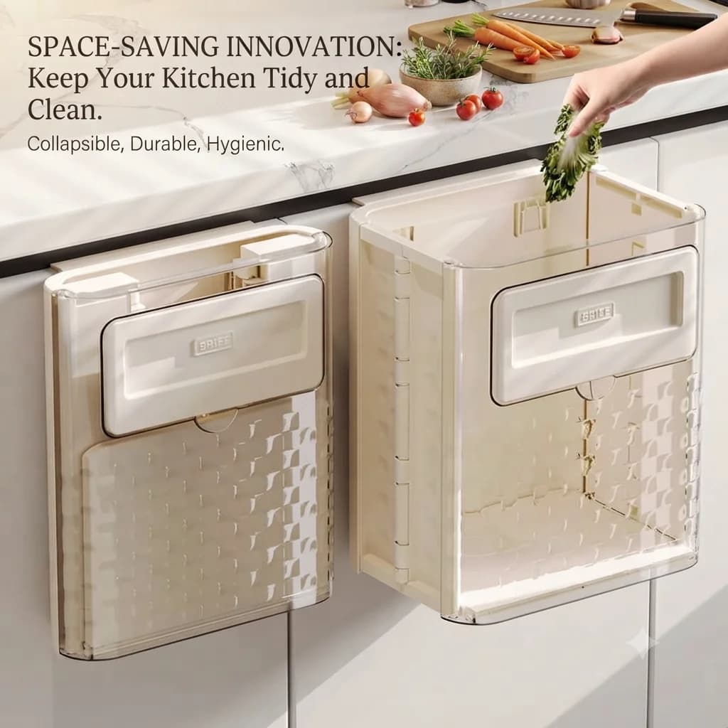 Foldable Hanging Trash Can Countertop Waste Collector