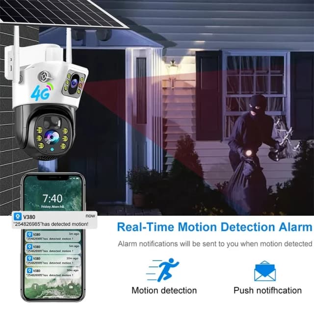 4G Solar Dual Camera 5MP Live View Night Vision Security Camera