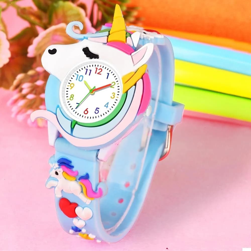 Girl's unicorn silicone wristwatch